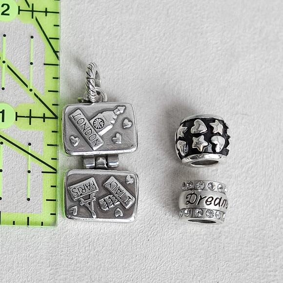 Brighton Charms 3pc Magnetic Suitcase Traveller & Dream Spacer Bead Silver - Picture 5 of 5
